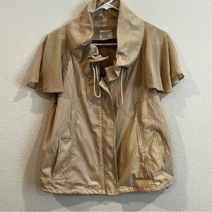 Hanii Y tan silk blend cardigan short sleeve jacket top size 42
